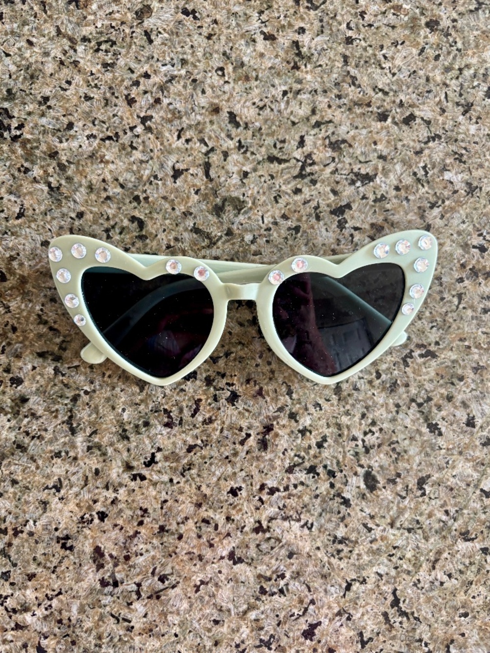 Bedazzled Mint Green Heart Sunglasses
